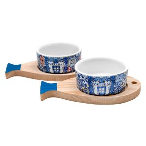 2 Bases Peixe em Bamboo com 2 Taças Aperitivos Redondas