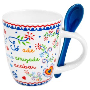 Caneca de Porcelana com Colher e Caixa