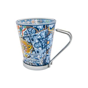 Copo de Shot de Vidro com Suporte e Asa em Metal