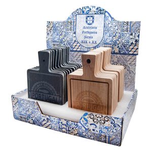 Expositor com Tábuas em Bamboo e Ardósia