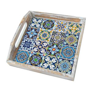 Tabuleiro de Madeira Quadrado com Azulejo 15×15