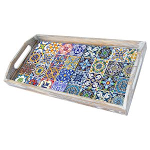 Tabuleiro de Madeira Retangular com 2 Azulejos 15×15