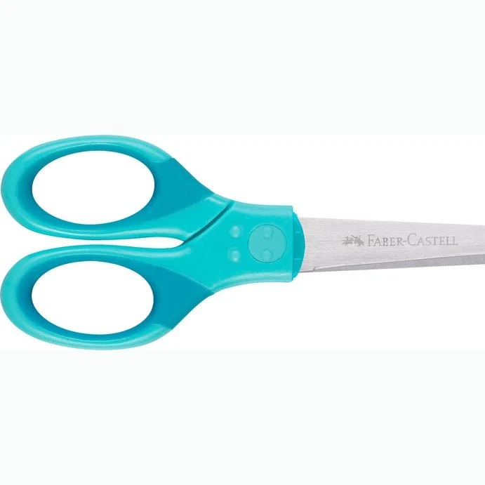 Tesoura Faber-Castell Grip com proteção L+R Azul Turquesa - Image 3